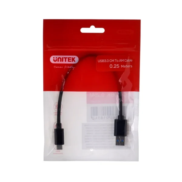 UNITEK CABLE USB-C - USB-A 3.1,M/M,0.25M, Y-C490BK