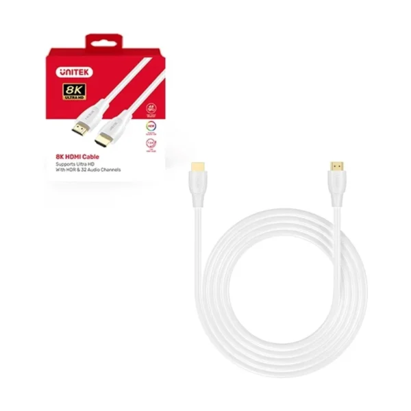 UNITEK HDMI 2.1 8K HDR Cable, White, 5m