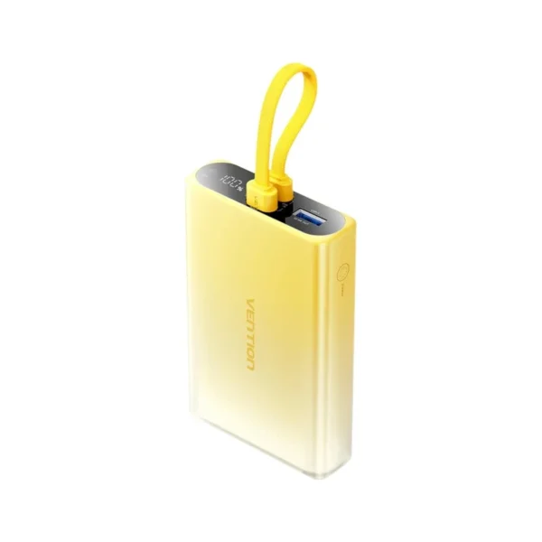 Vention 10000mAh power bank with LED display, USB-C + Lightning + USB-A, 22.5W (yellow)