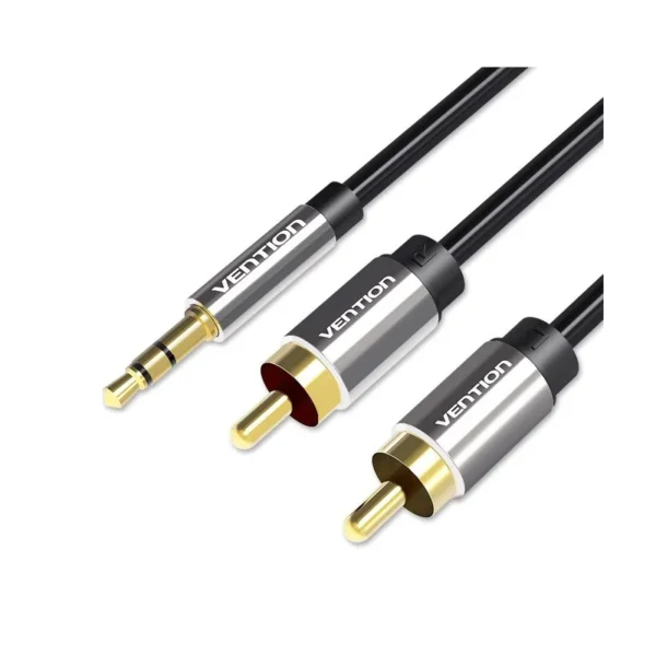 Vention 3.5mm Male to 2RCA Male Audio Cable 1M Black Metal Type