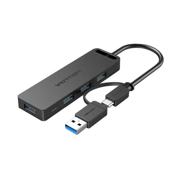 Vention 4-Port USB 3.0 Hub with USB-C & USB 3.0 2-in-1 Interface and Power Supply 0.15M ABS Type