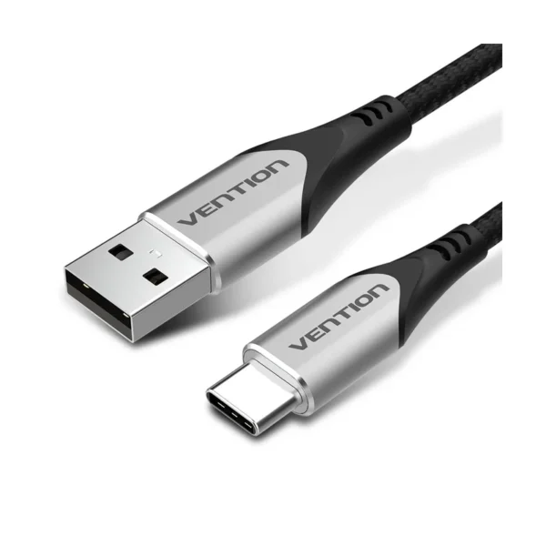 Vention Cotton Braided USB 2.0 A Male to C Male 3A Cable 2M Gray Aluminum Alloy Type