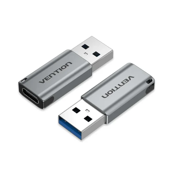 Vention USB 3.0 Male to USB-C Female Adapter Gray Aluminum Alloy Type