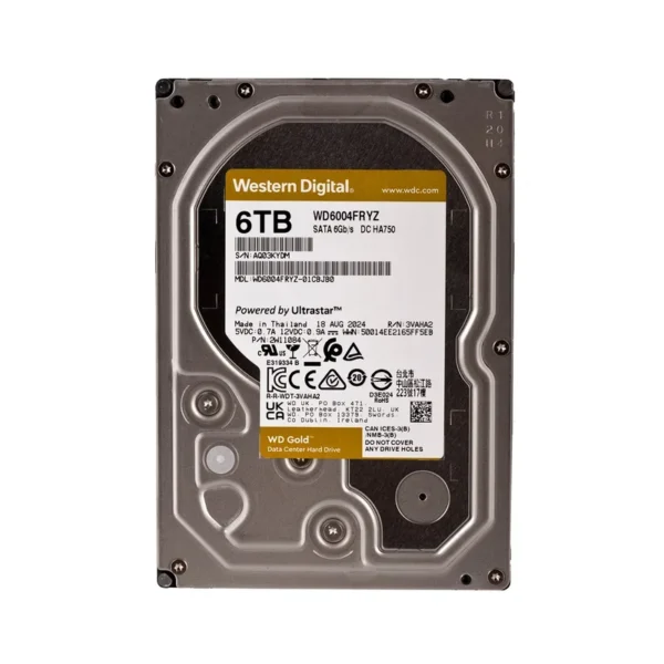 Western Digital Gold WD6004FRYZ internal hard drive 6 TB 7200 RPM 128 MB 3.5" Serial ATA III