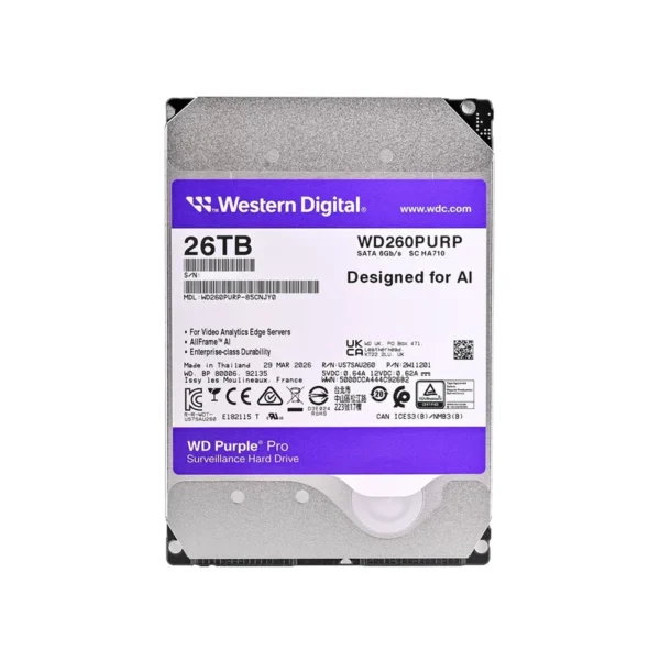 Western Digital Purple Pro WD240PURP internal hard drive 26 TB 7200 RPM 3.5" Serial ATA III