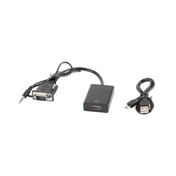 Адаптер Lanberg AD-0021-BK VGA + 3,5 мм → HDMI, 20 см, черный
