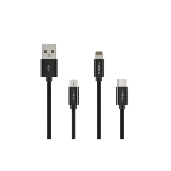 Кабель Natec Prati NKA-1202 | 3-in-1, Micro USB M + Lightning M + USB-C M, 1 м