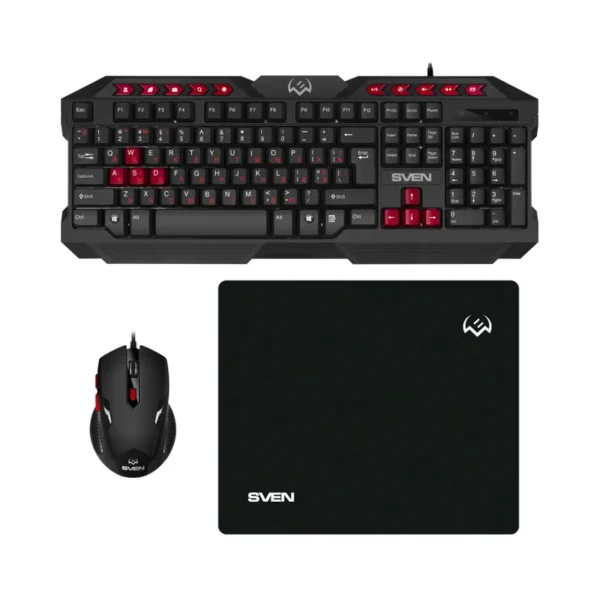 Клавиатура+Мышь+Коврик SVEN GS-9200 Gaming | 2400DPI, Black, USB