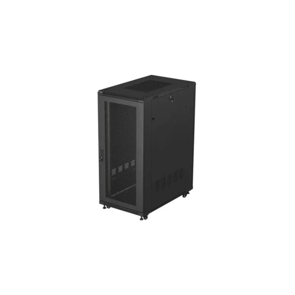 19" 27U 600 × 1000 BLACK FLOOR-STANDING RACK CABINET WITH PERFORATED DOOR, LANBERG (FLAT PACK)