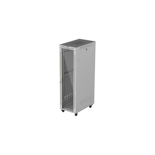 19" 42U 600 × 1000 GREY FLOOR-STANDING RACK CABINET WITH GLASS DOOR AND LCD, LANBERG (FLAT PACK)