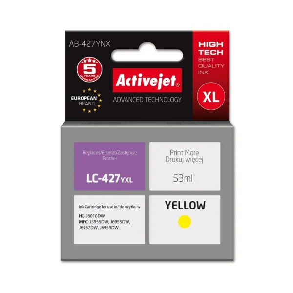 Activejet AB-427YNX Brother printer ink cartridge, replacement for Brother LC-427YXL; Supreme; 53 ml; yellow