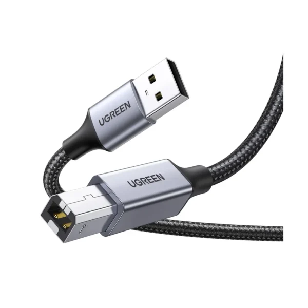 Кабель UGREEN 80804 USB-A (M) to USB-B 2.0, 3 м, плетёный, чёрный