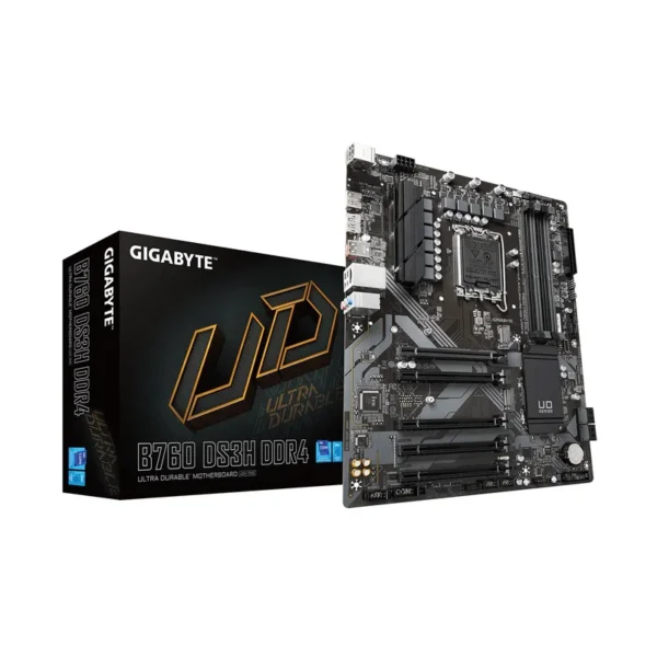 Gigabyte B760 DS3H DDR4 Motherboard - Supports Intel Core 14th CPUs, 18+2+1 Phases Digital VRM, up to 5333MHz DDR4 (OC), 2xPCIe 4.0 M.2, GbE LAN, USB 3.2 Gen 2