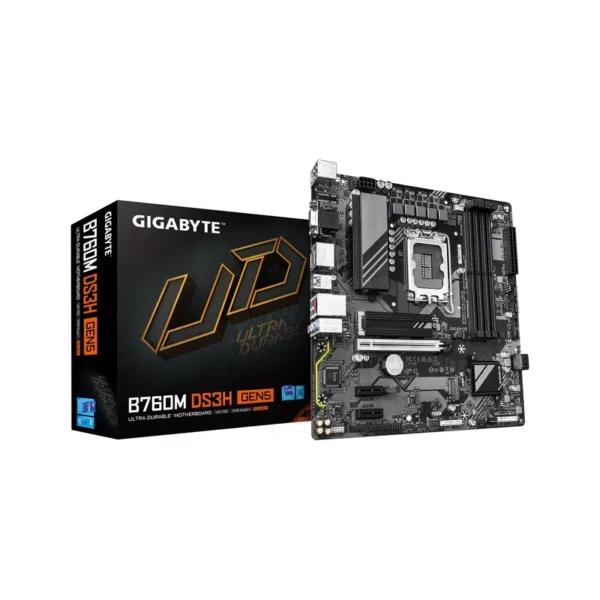 GIGABYTE B760M DS3H GEN5 Motherboard - Supports Intel Core 14th Gen CPUs, 6+2+1 Phases Digital VRM, up to 5600MHz DDR5, 2xPCIe 4.0 M.2, 2.5GbE LAN, USB 3.2 Gen2
