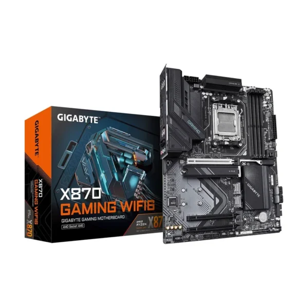 GIGABYTE X870 GAMING WIFI6 Motherboard - Supports AMD Ryzen 9000 CPUs, 8+2+2 phases VRM, up to 8000MHz DDR5 (OC), 1xPCIe 5.0 + 2xPCIe 4.0, Wi-Fi 6, 2.5GbE LAN, USB 4