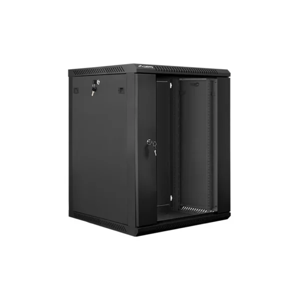 Lanberg wall-mounted installation rack cabinet 19'' 15U 600x600mm black (glass door)
