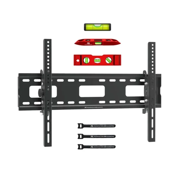 Maclean TV MC-421 Wall Mount Bracket 32"-90" VESA 600x400 80kg Tilting Universal Adjustable Spirit Level Accessories Flat Slim