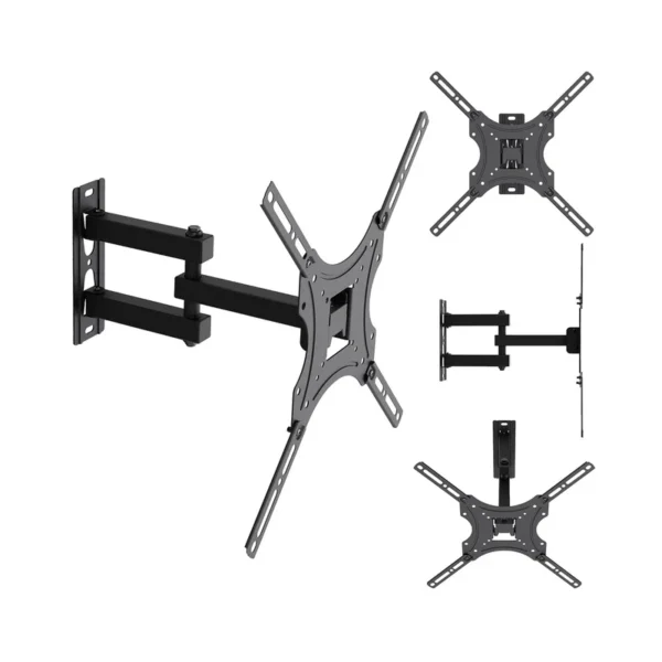 Maclean TV Mount / Bracket, max VESA 400x400, 32-55", up to 25 kg, black, tilt adjustment 0°–-15° and swivel adjustment +90°–-90°, MC-190