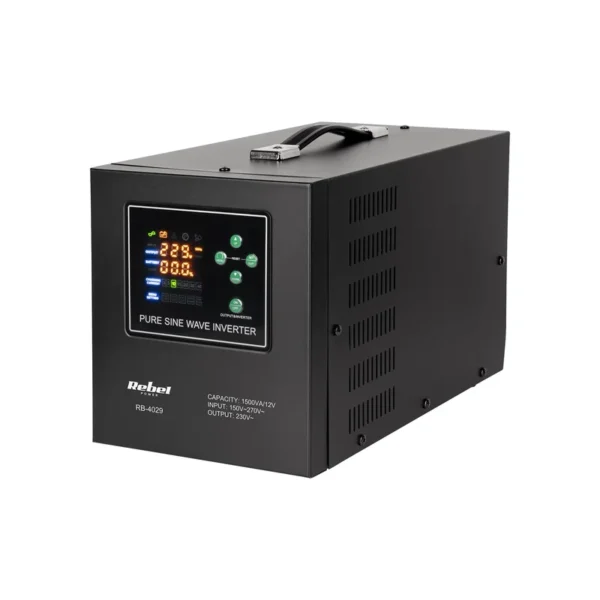 Rebel POWER-1500-LFP4 emergency power supply – a pure sine wave inverter with a 12V charging function, 230V, 1500VA/1050W