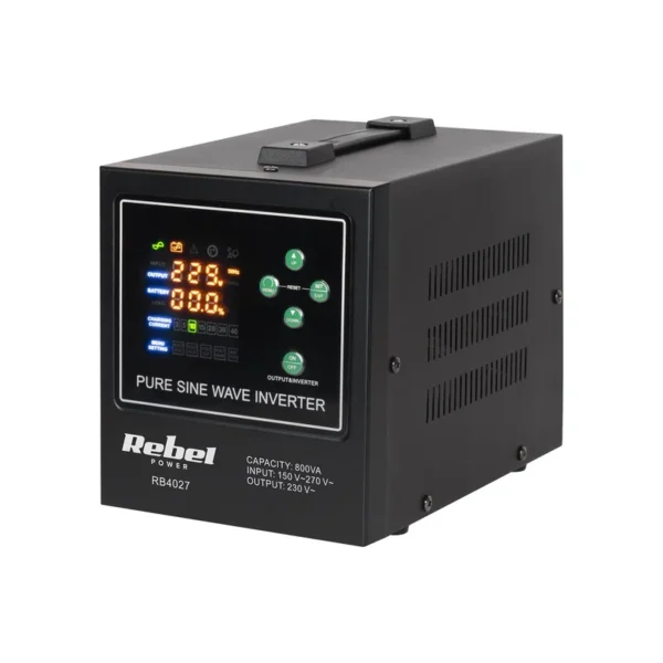 Rebel POWER-800-LFP4 emergency power supply – a pure sine wave inverter with a 12V charging function, 230V, 800VA/500W