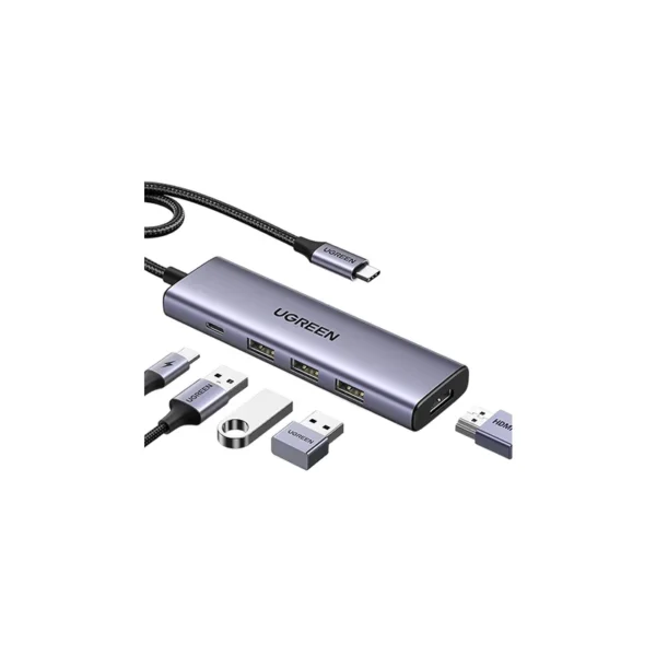 UGREEN 15597 USB-C Multifunction Adapter USB-C To HDMI + 3xUSB 3.0 A+PD ( up to 5Gbps, 4K60Hz, 100W) Aluminum Case