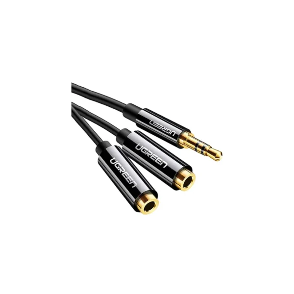 UGREEN 20816 3.5mm Stereo Audio Splitter Cable 1-in 2out 20cm Do not support Mic (Black)