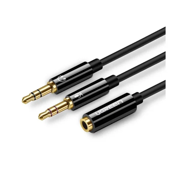 UGREEN 20898 Audio Cable | 3.5mm Female to 2 Male, ABS case, Black, 20 cm
