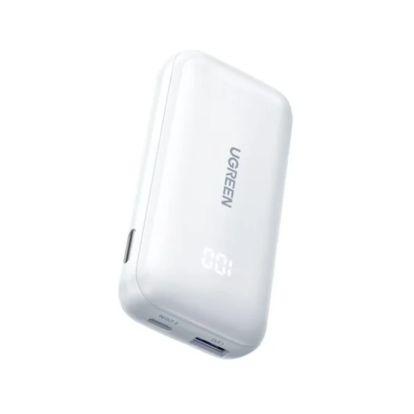 UGREEN 25189 Powerbank, 10000 mAh, fast charging 30 W, digital display, PC case with metal coating, 103x52x22.5 mm, white