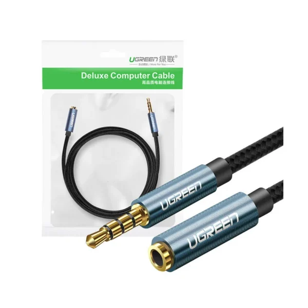 UGREEN 40675 Audio Adapter Cable | 3.5mm (M) - 3.5mm (F), 2m, Black, Braided, Aluminum Case