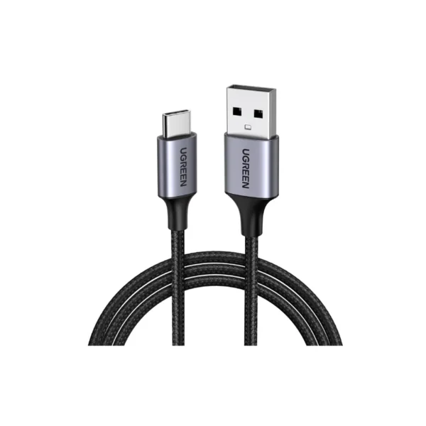 UGREEN 60126 USB-C Male To USB 2.0 A Male Cable 1m (Black, Aluminum alloy case + Nylon braided) up to 480Mbps, 18W