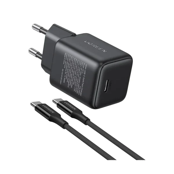 UGREEN 65012 Power Adapter | 30W, USB-C, GaN, Black