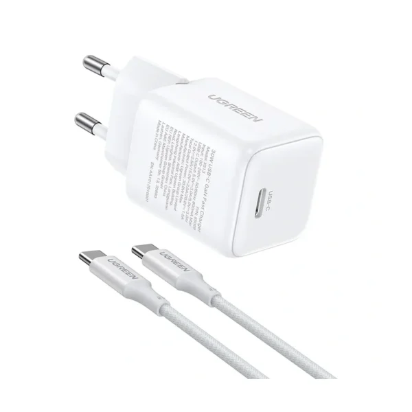 UGREEN 65013 Power Adapter | 30W, USB-C, GaN, White
