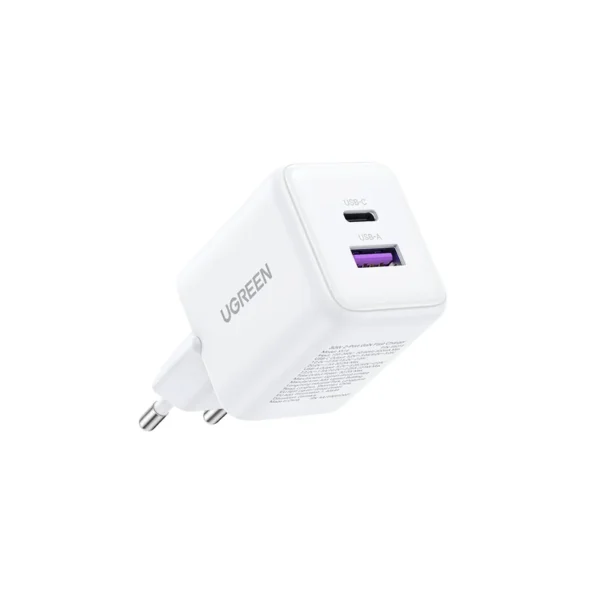UGREEN 65015 30W 2-Port USB-A, USB-C GaN Fast Charger (White)