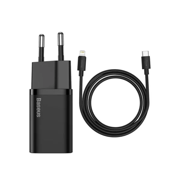 Baseus Super Si USB-C 20W wall charger + Lightning cable, Black