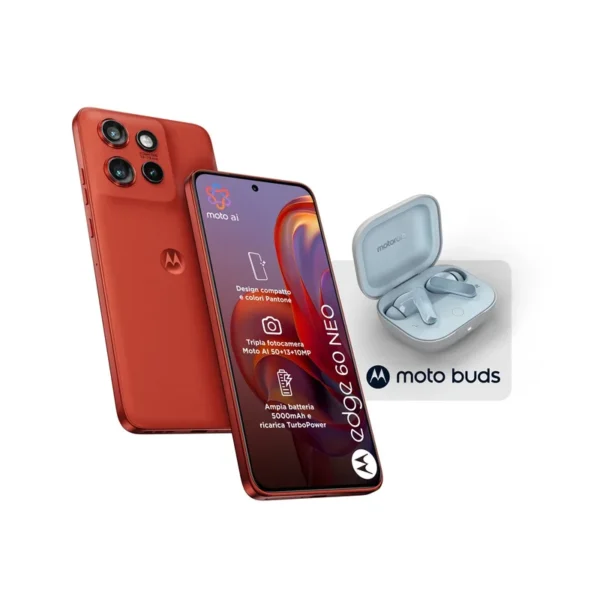 Motorola edge 60 neo + Moto Buds PG38C05749 16.1 cm (6.36") Dual SIM Android 15 5G USB Type-C 8 GB 256 GB 5200 mAh Red
