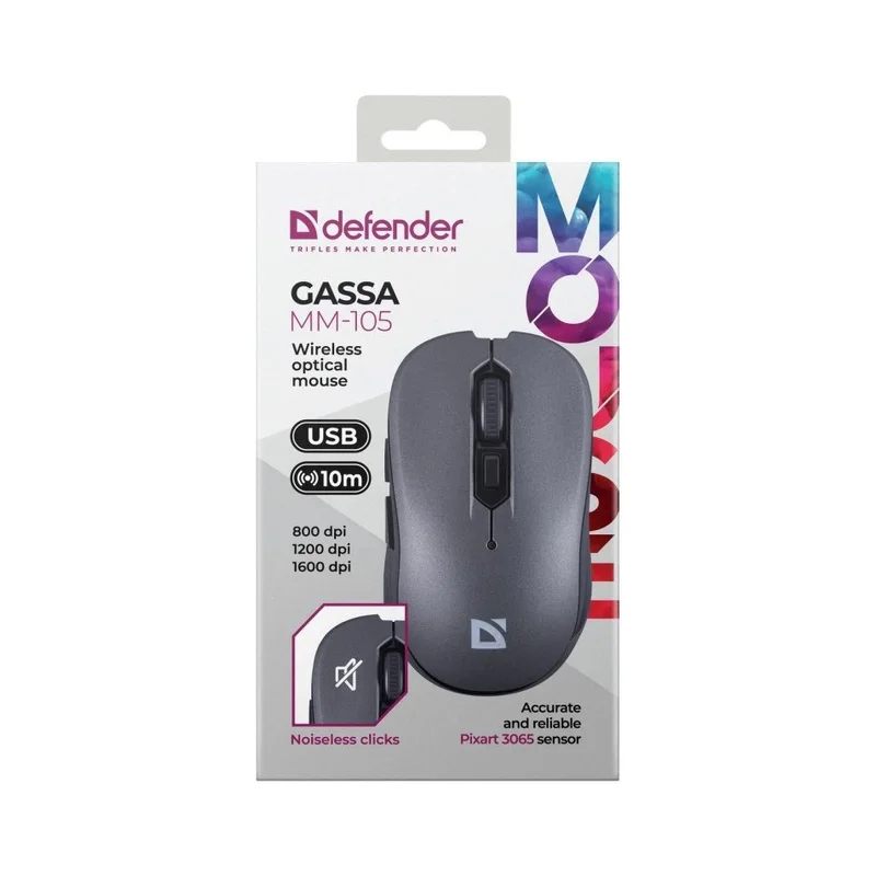 MOUSE DEFENDER GASSA MM-105 RF SILENT GREY