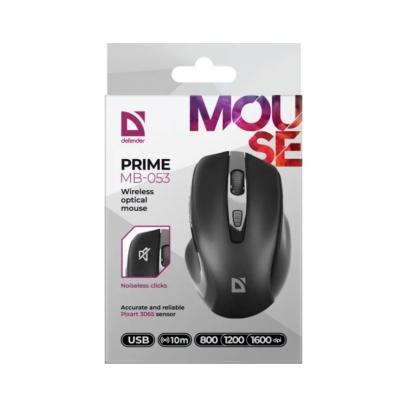 MOUSE DEFENDER PRIME MB-053 RF SILENT BLACK OPTICAL