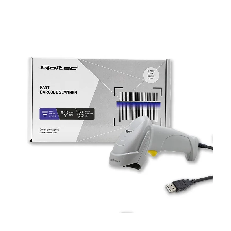 Qoltec 50877 Laser scanner 1D | USB | White