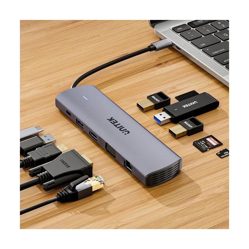 UNITEK D1113BGY01 interface hub 2 x USB 3.2 Gen 2 (3.1 Gen 2) Type-C 1000 Mbit/s Grey
